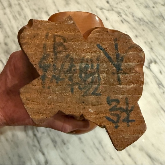 Carved Wooden Laughing Buddha Figurine - Picture 8 of 8